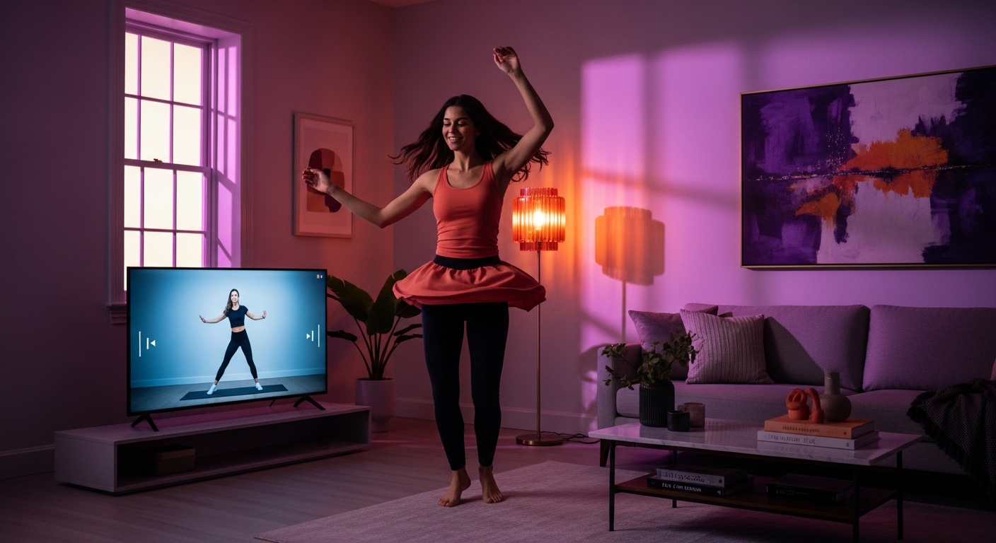 Девушка танцует дома